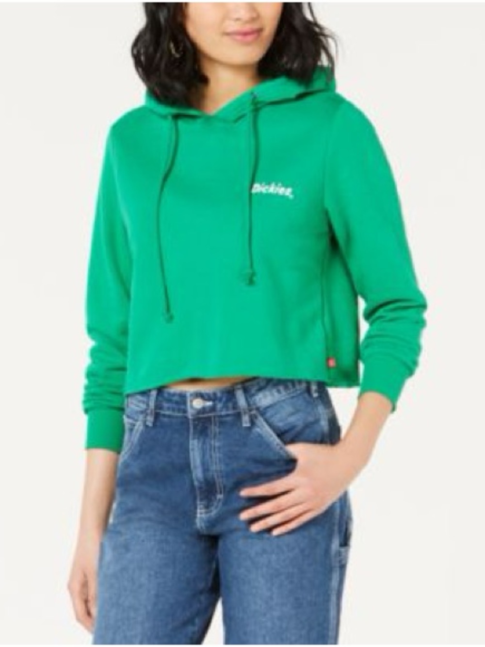 Dickies Women's Bright Green Cropped Hoodie Size M